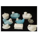 Collection of Antique & Vintage Milk Glass pieces