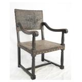 19th cent. Spanish leather tooled arm chair
