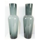 Pair of Tall Case Glass Vases 22"