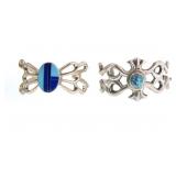 Pair of Native Sandcast Silver Cuff Bracelets