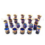 20 Cristalerie Italiene Gold overlay Cobalt Glass