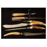 Six Sheffield Carving pieces with Antler Handles