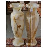 Two Polished Brazilian Onyx banded 39" floor vases