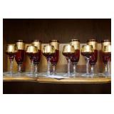 12pc Venetian ruby glass w/ gold overlay stemware