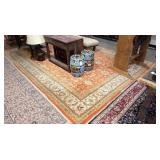 Vintage Hand Knotted Oushak Turkish Rug 14x10