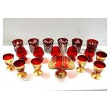 18 Romania & Murano glassware Ruby and gold