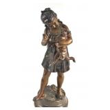 Aristide De Ranieri bronze Fille au Chat sculpture