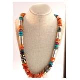 T. Singer Navajo Gold & Sterling Beaded necklace