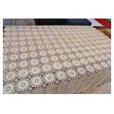 Vintage hand-crocheted popcorn medallion bedspread