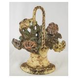 Antique Cast Iron Flower Basket Doorstop