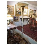 Vintage Art Deco glass-column torchere floor lamp