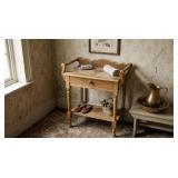 19c VICTORIAN SOLID OAK COTTAGE WASH STAND