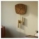 JUNGHANS MID-CENTURY MOD TEAK & BRASS WALL CLOCK