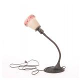 ART DECO GOOSENECK LAMP REVERSE PAINT GLASS SHADE