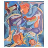 M.A. POPPER 'STRAWERRY FIELDS' ABSTRACT PAINTING