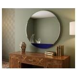 ART DECO CIRCULAR WALL MIRROR W/ ETCHED SWAN