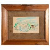 ARTHUR KRAFT 'THE BEACH' MCM GOUACHE PAINTING