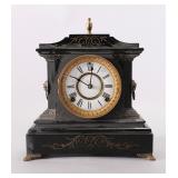 NEOCLASSICAL ANSONIA BLACK MARBLE MANTLE CLOCK