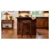 STICKLEY MISSION STYLE OAK LEATHER COUNTER STOOL