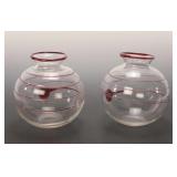 PAIR MID-CENTURY MURANO STYLE ART GLASS VASES