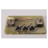 ART DECO ONYX & BRONZE ELEPHANT DESK SET INKSTAND