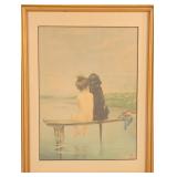 19c BRUNO PIGLHEIN 'BATHING BEAUTIES' LITHOGRAPH