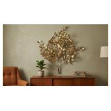 60' MID-CENTURY MODERN BRASS TREE WALL SCULPTURE