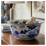 A CHINESE PORCELAIN LOTUS SCROLL BASIN YONGLE MARK