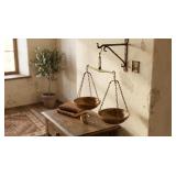 19c OTTOMAN BRASS & HAMMER COPPER MERCHANT SCALES