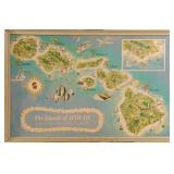 '57 LITHOGRAPH PICTORIAL MAP OF HAWAII ~DESSIAUME