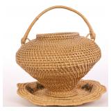 A PAIR OF FINE WOVEN RATTAN OR CANE BASKETS