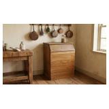 19c PRIMITIVE PINE SLANT-FRONT FLOUR / STORAGE BIN