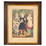 19c CURRIER & IVES 'LITTLE BEAU' COLOR LITHOGRAPH