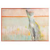 ZALE STRATMEYER VERY LARGE CAT WATERCOLOR PAINTING