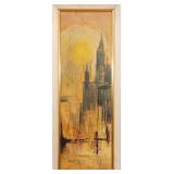MID-CENTURY MODERN CITYSCAPE ABSTRACT PAINTING
