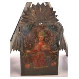 19c HOLY CHILD OF ATOCHA OIL/ TIN RETABLO PAINTING