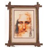 1890-1915 TRAMP ART FOLK CARVED WOOD FRAME JESUS