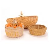 TRIO OF 3 MEXICAN & AMERICAN FOLK ART BASKETS