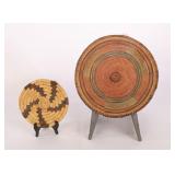 2 NATIVE OR REGIONAL COILED BASKET PLAQUES