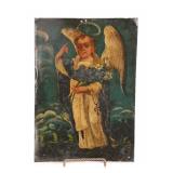 19c ST. VICENT FERRER RETABLO OIL PAINTING ON TIN