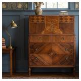 ART DECO ROYAL FURN. MARQUETRY SECRÉTAIRE CABINET