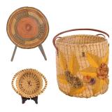 TRIO OF VINTAGE HANDWOVEN BASKETS