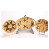 3 PAPGO NATIVE AMERICAN COILED YUCCA BASKETS