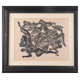 JAMES M PAUL 'FALLEN ATHELETES' WOODBLOCK SIGNED/#
