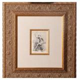 SALVATOR ROSA 1657 ETCHING 'SEATED FIGURE & YOUTH'