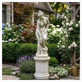 A CLASSICAL CONCRETE GARDEN SCULPTURE & PEDESTAL