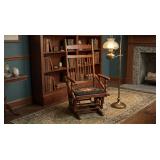 VICTORIAN MAPLE GLIDER CHAIR w NEEDLEPOINT CUSHION