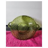 Green Glass Decorative Bowl About 10 Inches