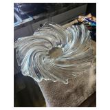Clear Swirl Dish About 12 Inches Wide