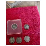 5 Silver Dimes 3 Silver & 2 Mercury